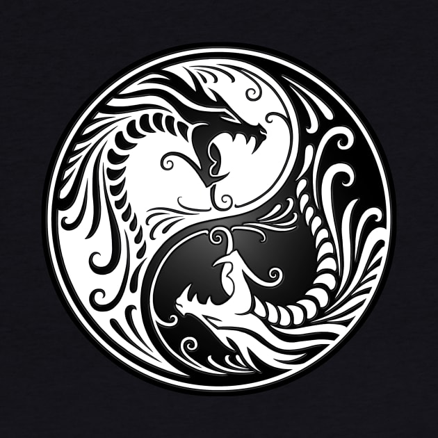 White and Black Yin Yang Dragons by jeffbartels